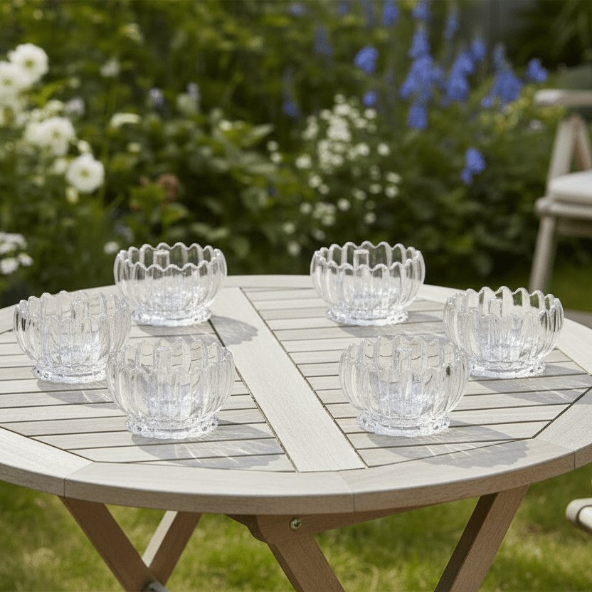 Deli Glass - Lotus Glasskålesæt - 200 ml | Glas | Transparent | 6 stk. - Løven Home