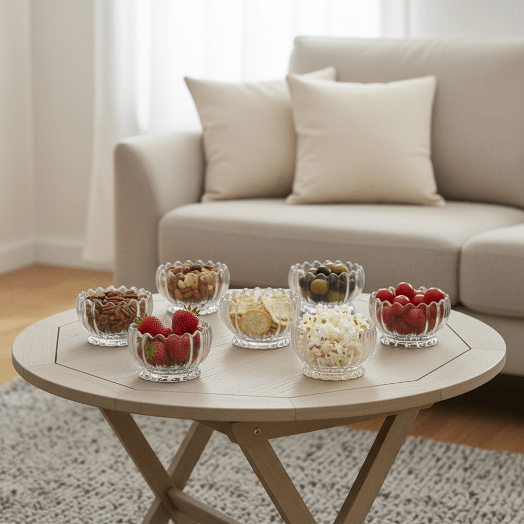 Deli Glass - Lotus Glasskålesæt - 200 ml | Glas | Transparent | 6 stk. - Løven Home