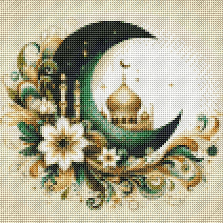 Diamond Art - Blomster og Måne 30x30 cm - Løven Home