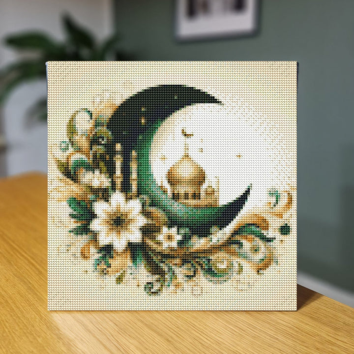 Diamond Art - Blomster og Måne 30x30 cm - Løven Home