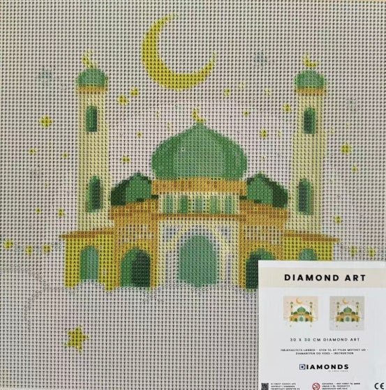 Diamond Art - Moské med Måne 30x30 cm - Grøn - Løven Home