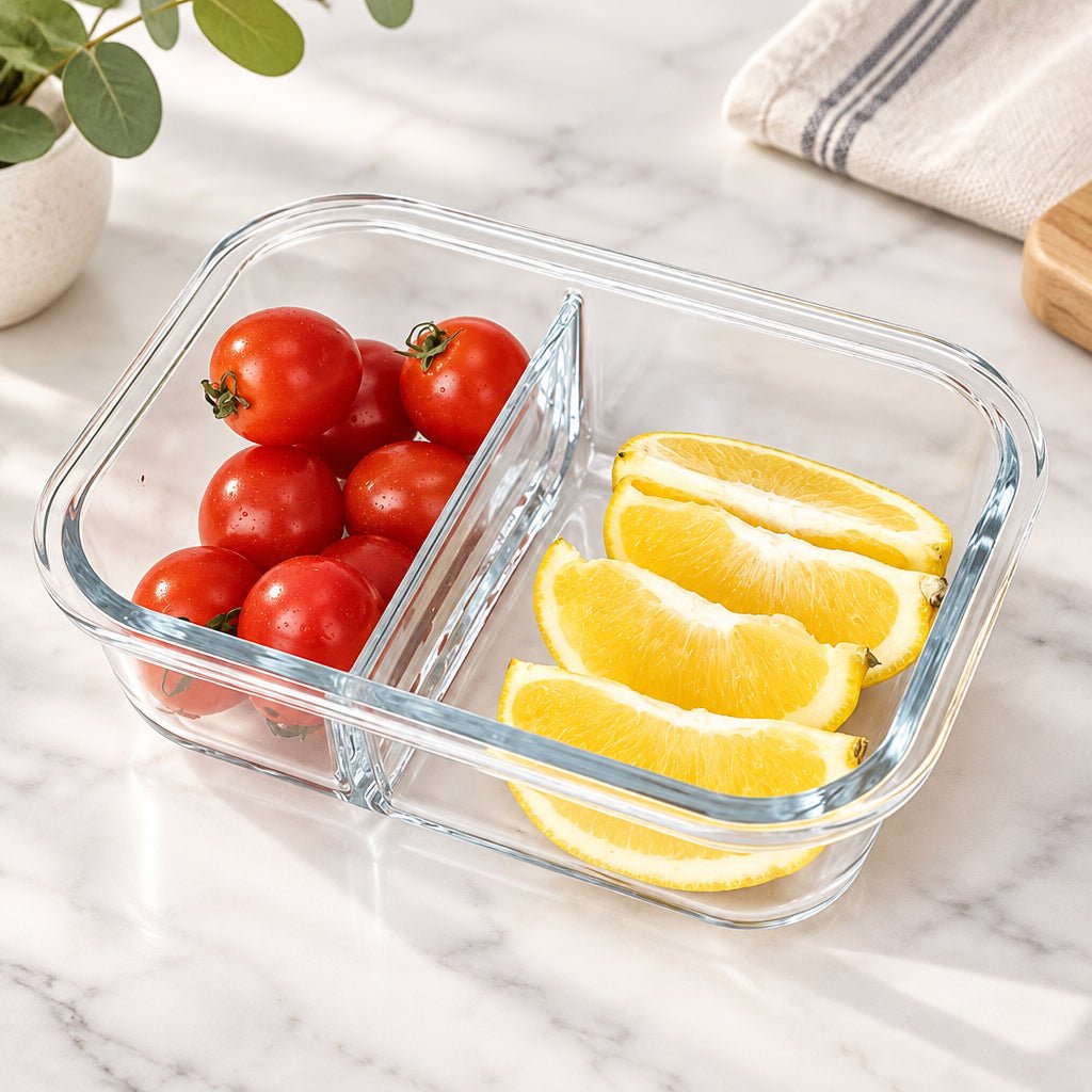 Diamonds - Opdelt glasbeholder m/låg - 1000 ml | Rektangulær - Løven Home