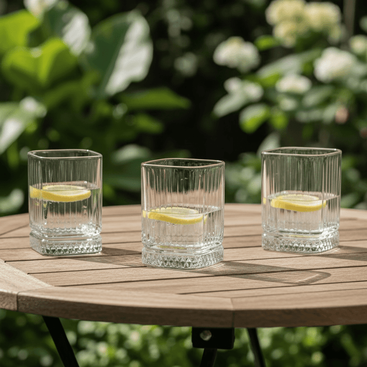 Diamonds - Riflet Drikkeglassæt - 200 ml. | Glas | Transparent | Kvadratisk | 6 stk. - Løven Home