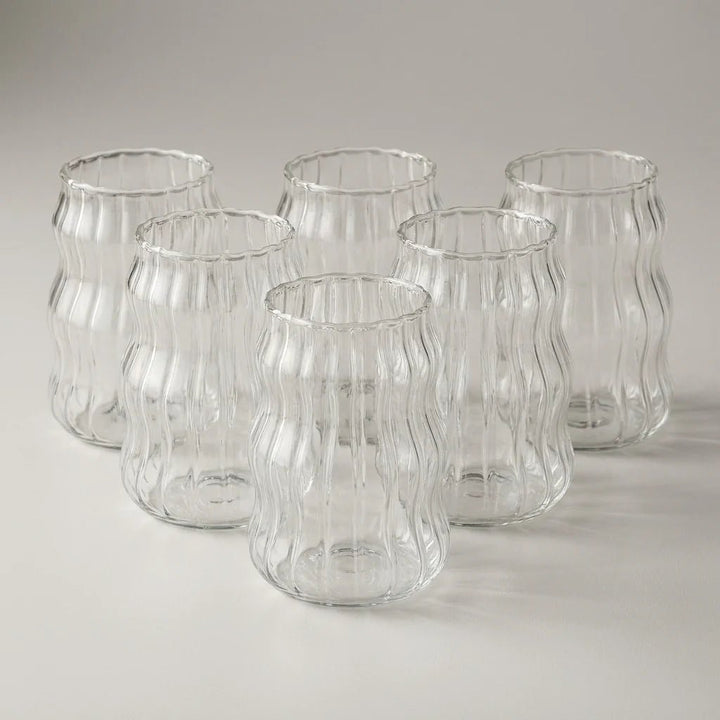 Diamonds - Rillet Drikkeglassæt - 500 ml. | Glas | Transparent | 6 stk. - Løven Home