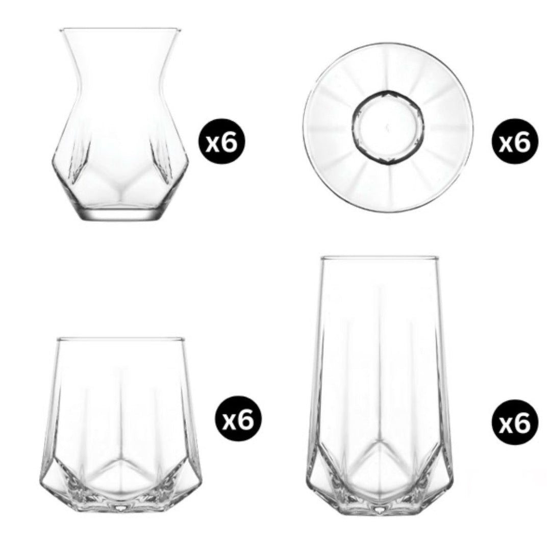 Drikkeglas + Tesæt 24 dele - LAV Alya og Valeria - Løven Home