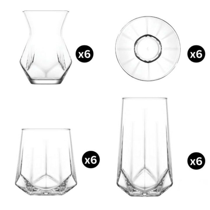 Drikkeglas + Tesæt 24 dele - LAV Alya og Valeria - Løven Home