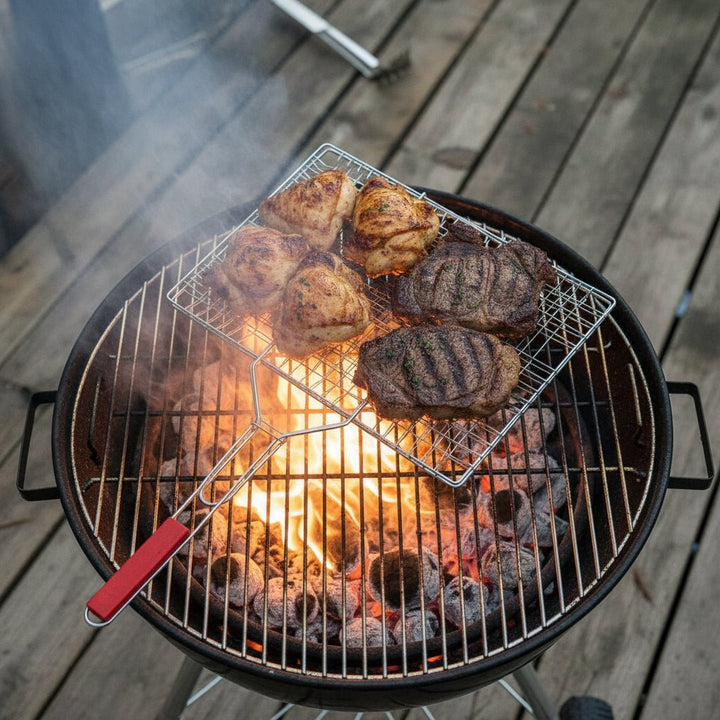 Easy Mutfak - Grillrist m/håndtag - Metal/træ | 40x30 cm - Løven Home