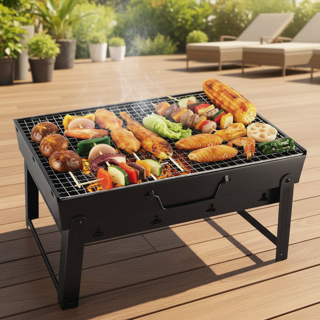Easy Mutfak - Transportabel BBQ Kulgrill - 43x30 cm | Rustfrit stål | Sort - Løven Home