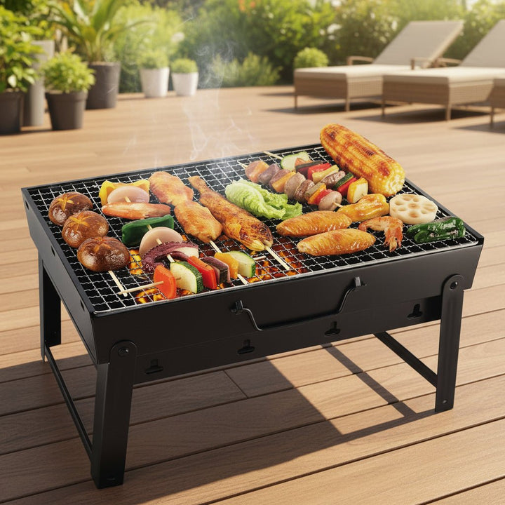 Easy Mutfak - Transportabel BBQ Kulgrill - 43x30 cm | Rustfrit stål | Sort - Løven Home