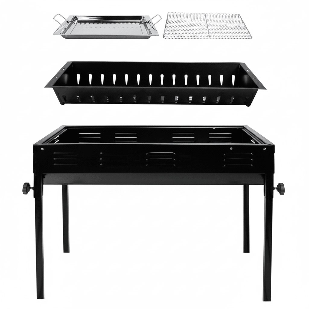 El Pasha - BBQ udendørs kulgrill - 66x30x64 cm | Rustfrit stål | Sort - Løven Home