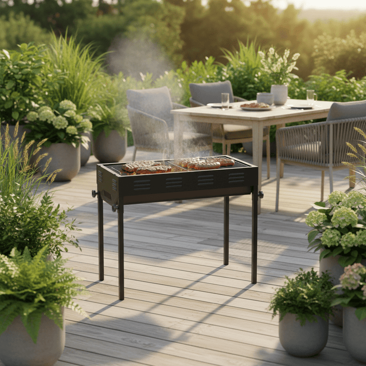El Pasha - BBQ udendørs kulgrill - 66x30x64 cm | Rustfrit stål | Sort - Løven Home