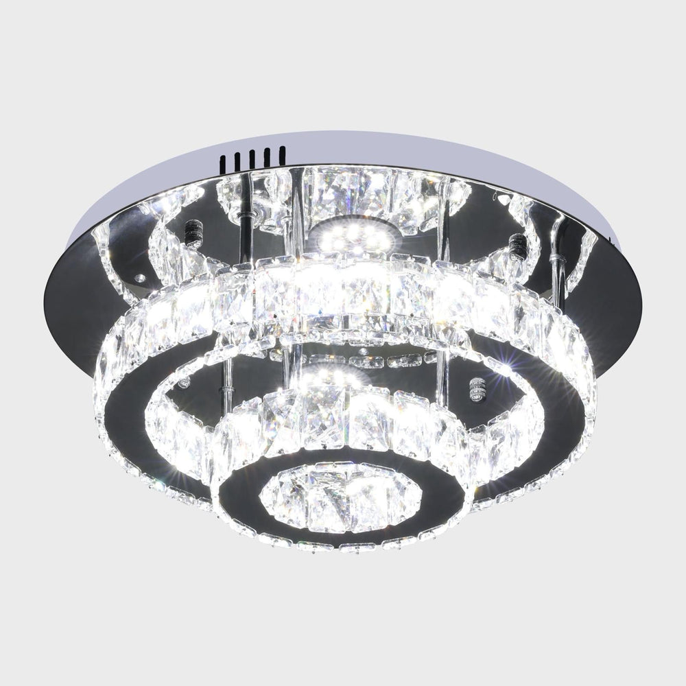 Elegant Krystal Loftlampe – Krom og klar | 45 cm - Løven Home