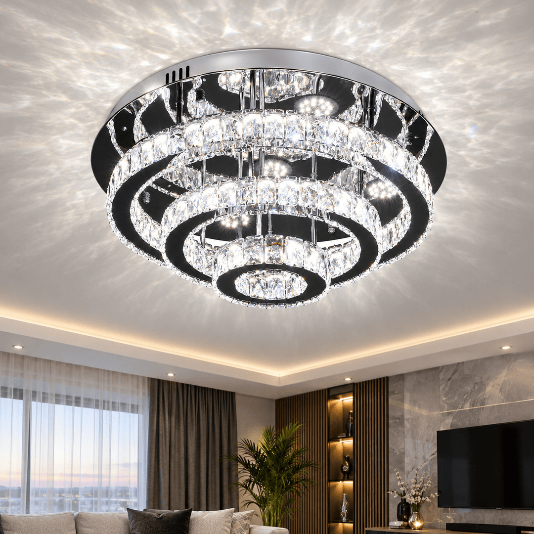 Elegant Krystal Loftlampe – Krom og klar | 60 cm - Løven Home