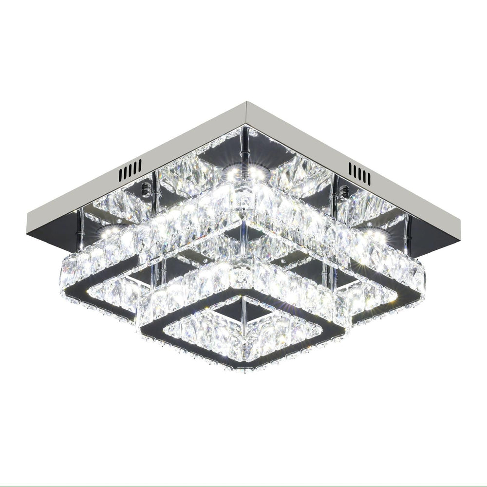 Elegant Loftlampe med Krystaller – Sølv | 45 cm - Løven Home