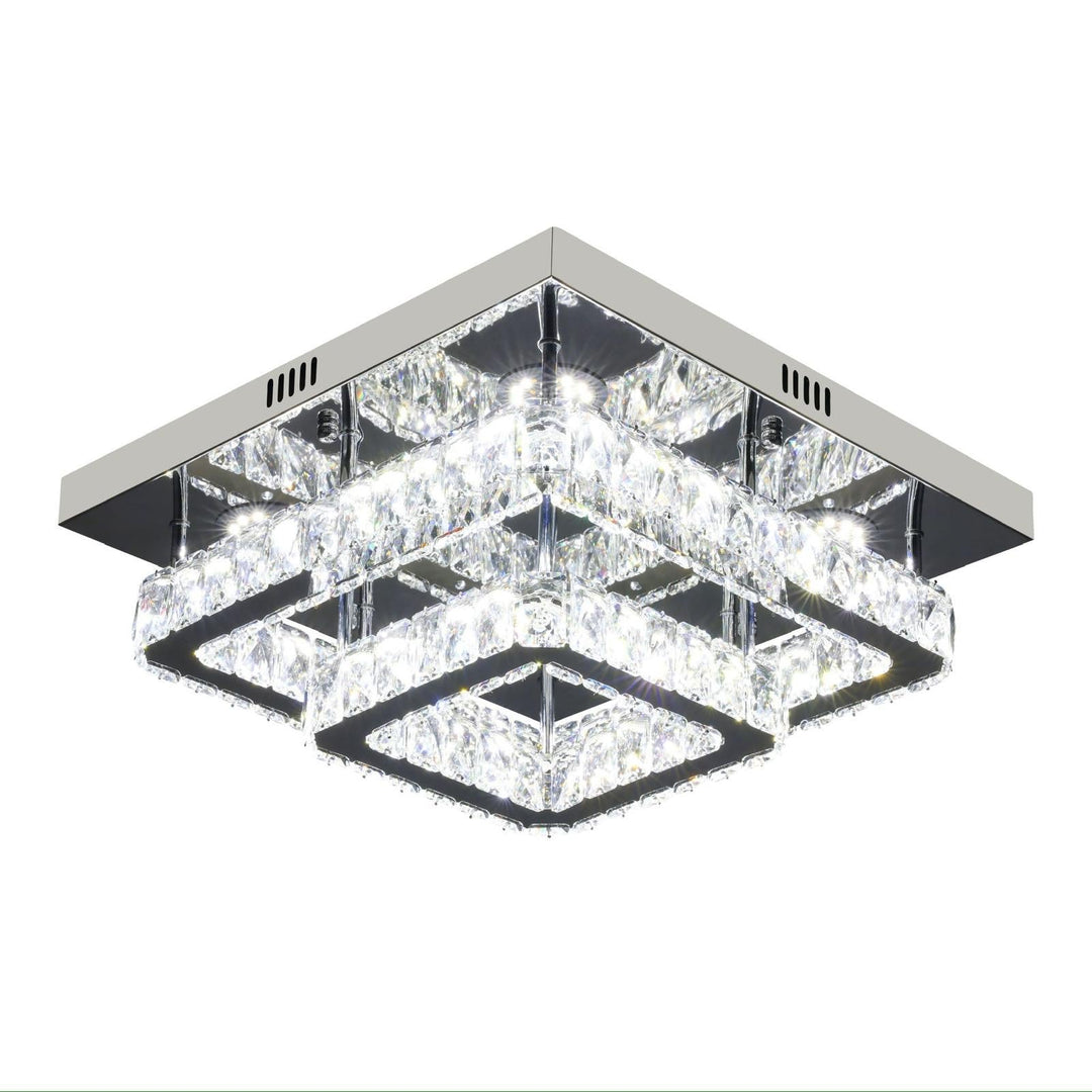 Elegant Loftlampe med Krystaller – Sølv | 45 cm - Løven Home