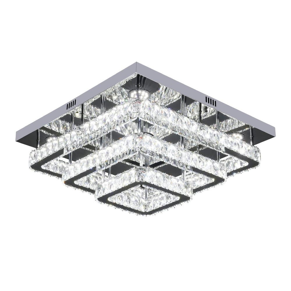 Elegant Loftlampe med Krystaller – Sølv | 60 cm - Løven Home