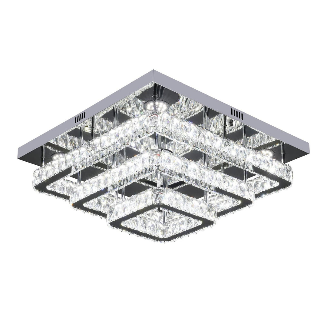 Elegant Loftlampe med Krystaller – Sølv | 60 cm - Løven Home