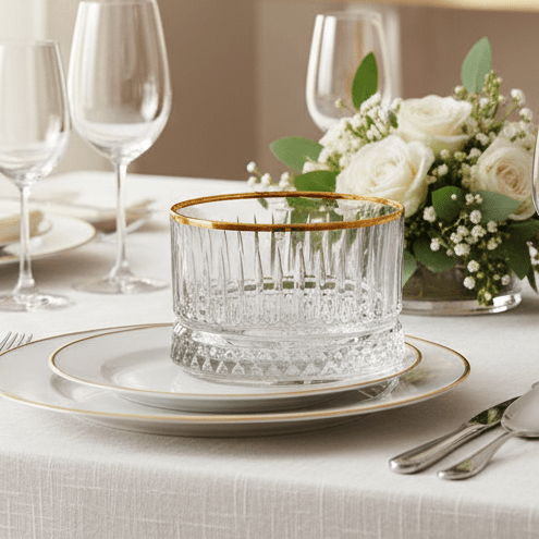 Elisa Golden Glasskålesæt m/Guldkant 300 ml. - Almina - Løven Home
