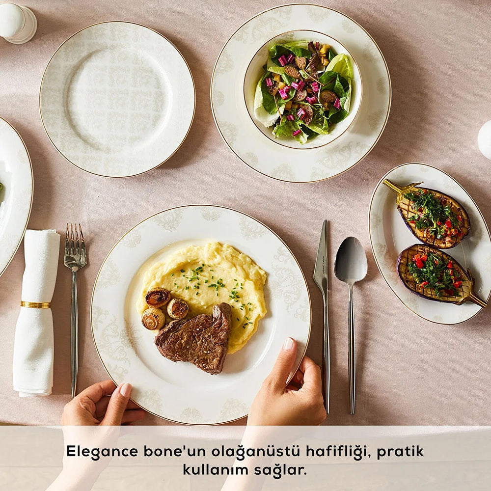 Emsan Elegance Bone Siena Gold 53 Dele 12 Personers Spisestel - Løven Home