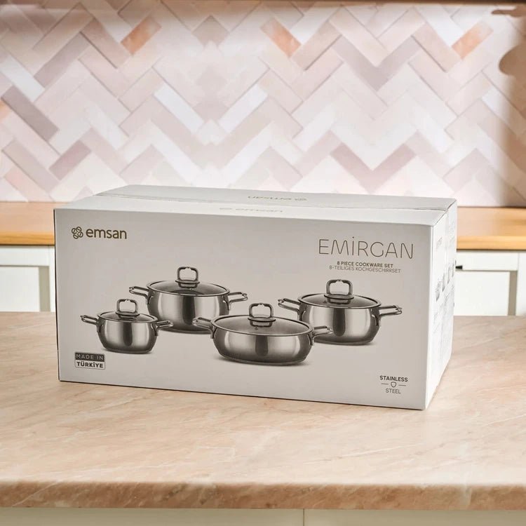 Emsan - Emirgan Grydesæt - Rustfrit Stål | 8 Dele - Løven Home