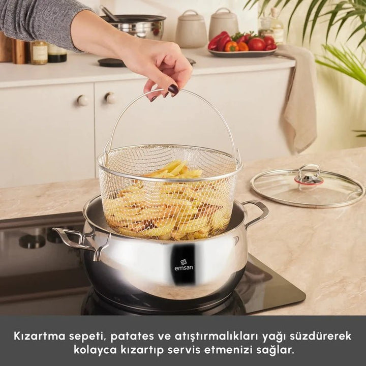 Emsan - Grydesæt 18 Dele – 3 Gryder med Glaslåg - Løven Home