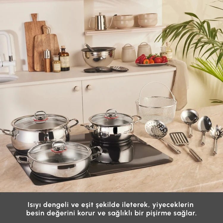 Emsan - Grydesæt 18 Dele – 3 Gryder med Glaslåg - Løven Home
