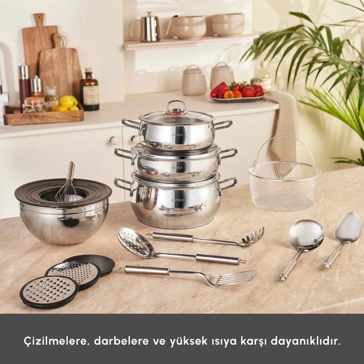 Emsan - Grydesæt 18 Dele – 3 Gryder med Glaslåg - Løven Home