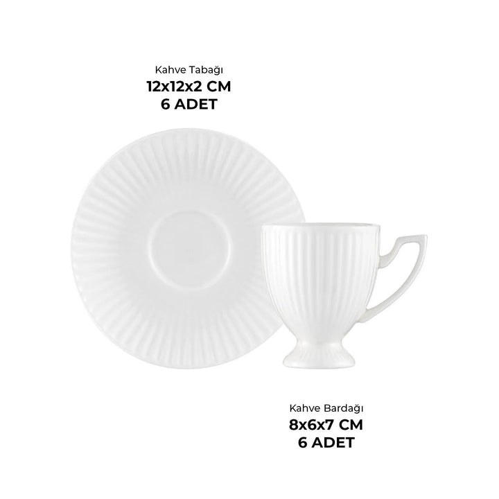 Emsan - Mahir Kaffekopsæt – 90 ml | 6 Personers | 12 Dele - Løven Home