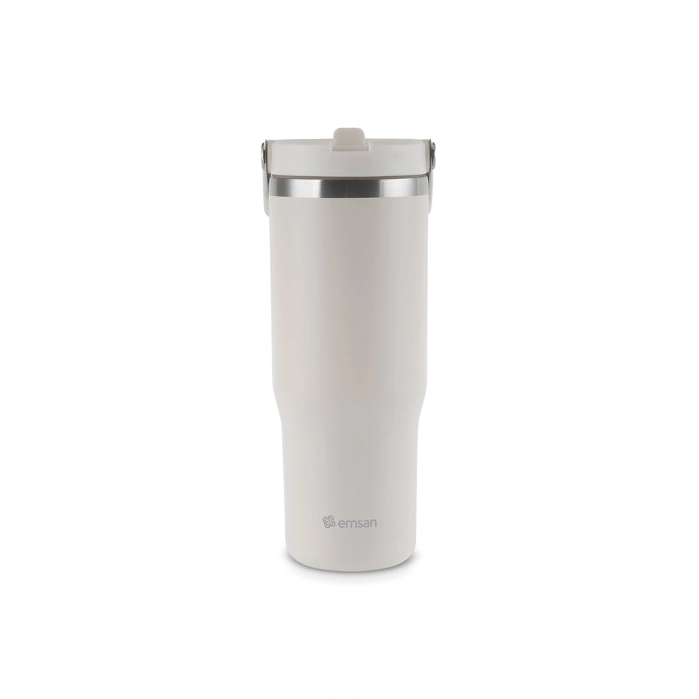 Emsan - Star Ice Termokande med sugerør - 900 ml | cremefarvet - Løven Home
