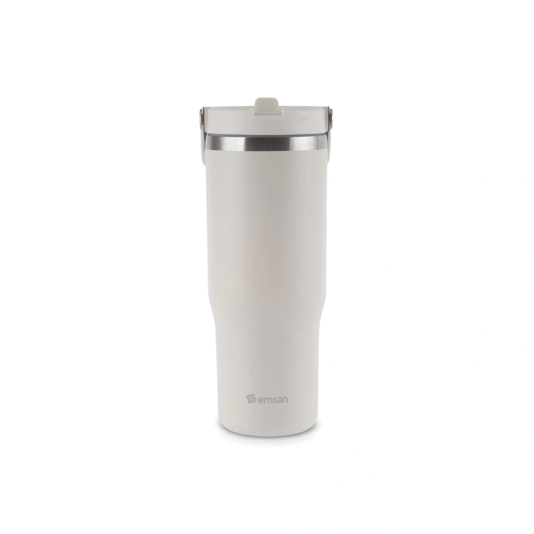 Emsan - Star Ice Termokande med sugerør - 900 ml | cremefarvet - Løven Home
