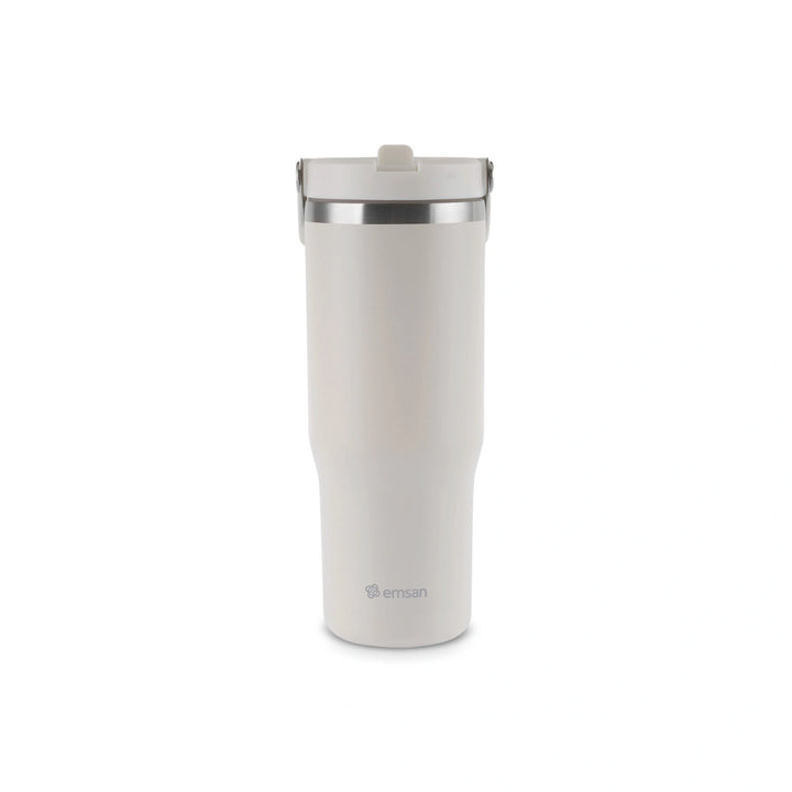 Emsan - Star Ice Termokande med sugerør - 900 ml | cremefarvet - Løven Home