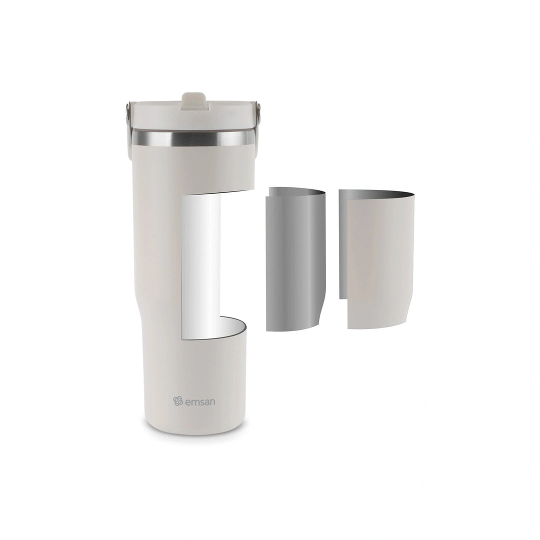 Emsan - Star Ice Termokande med sugerør - 900 ml | cremefarvet - Løven Home