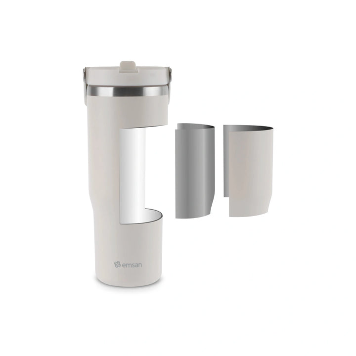 Emsan - Star Ice Termokande med sugerør - 900 ml | cremefarvet - Løven Home