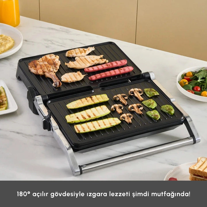Emsan - Toastmate Grill &amp; Toastmaskine – 6 Skiver | Inox | 2000W - Løven Home