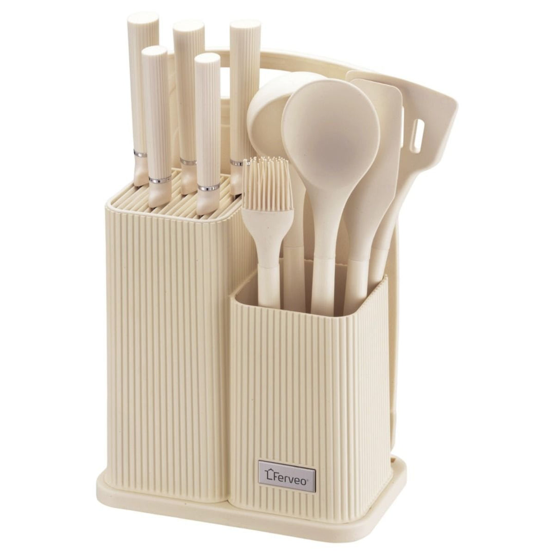 Ferveo - Ayla Køkken & Knivsæt - 12 dele, beige - Løven Home