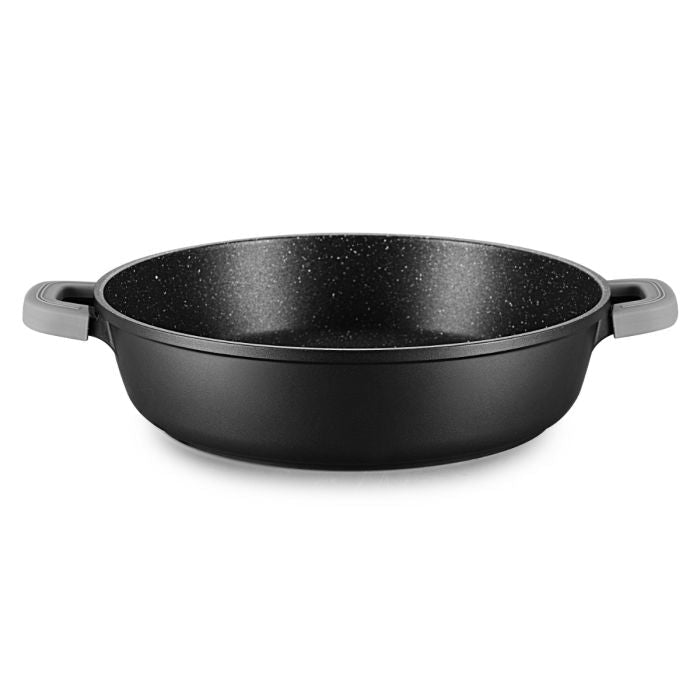Ferveo Omega - Lav gryde m/glaslåg – 9,8 L | Ø40 cm | Sort marmorbelægning - Løven Home