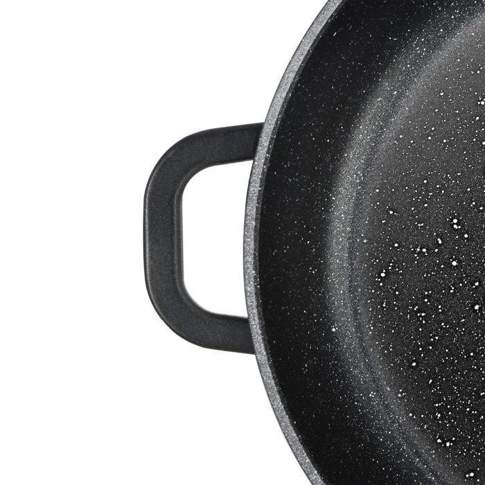 Ferveo Omega - Lav gryde m/glaslåg – 9,8 L | Ø40 cm | Sort marmorbelægning - Løven Home