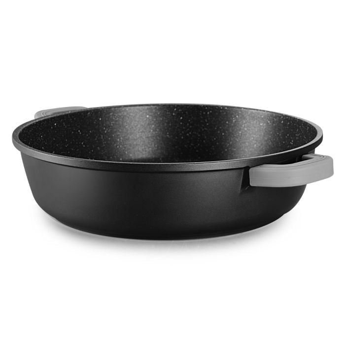 Ferveo Omega - Lav gryde m/glaslåg – 9,8 L | Ø40 cm | Sort marmorbelægning - Løven Home