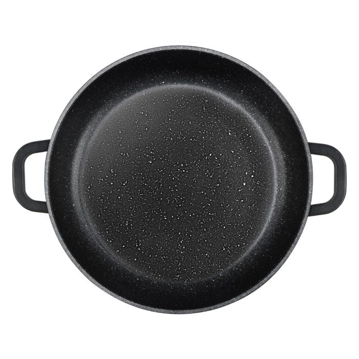 Ferveo Omega - Lav gryde m/glaslåg – 9,8 L | Ø40 cm | Sort marmorbelægning - Løven Home