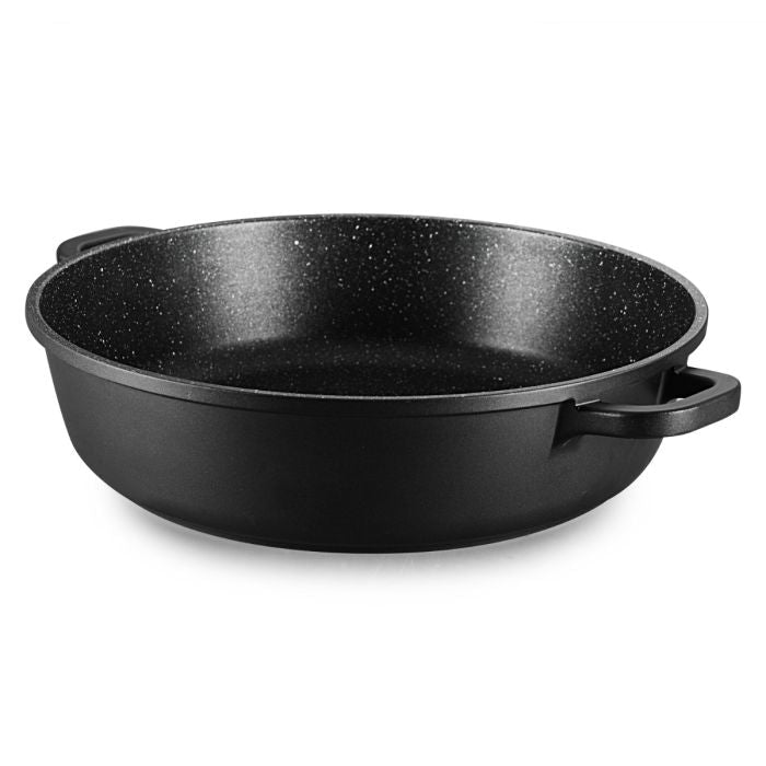 Ferveo Omega - Lav gryde m/glaslåg – 9,8 L | Ø40 cm | Sort marmorbelægning - Løven Home