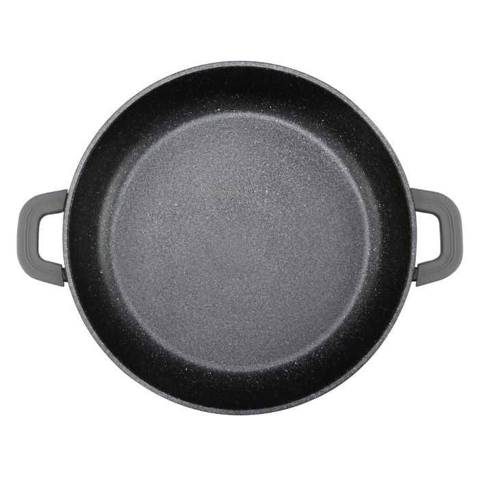 Ferveo Omega - Lav gryde m/glaslåg – 9,8 L | Ø40 cm | Sort marmorbelægning - Løven Home