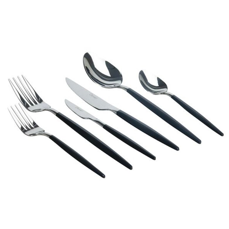 Ferveo Sort/Sølv Bestiksæt 36 dele 6 kuverter - Løven Home