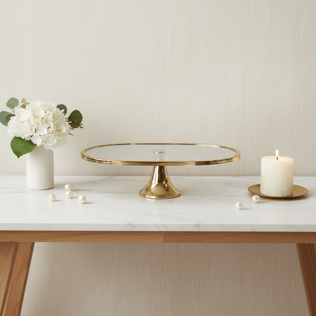 Fugurato - Elegance Kagefad på Fod – 32 x 20 x 9,5 cm | Guld | Glas/metal - Løven Home