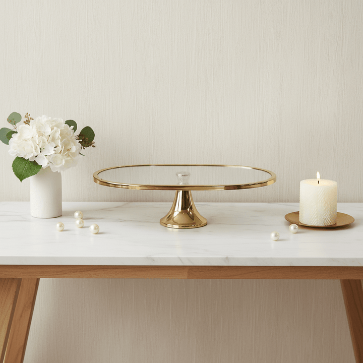 Fugurato - Elegance Kagefad på Fod – 32 x 20 x 9,5 cm | Guld | Glas/metal - Løven Home