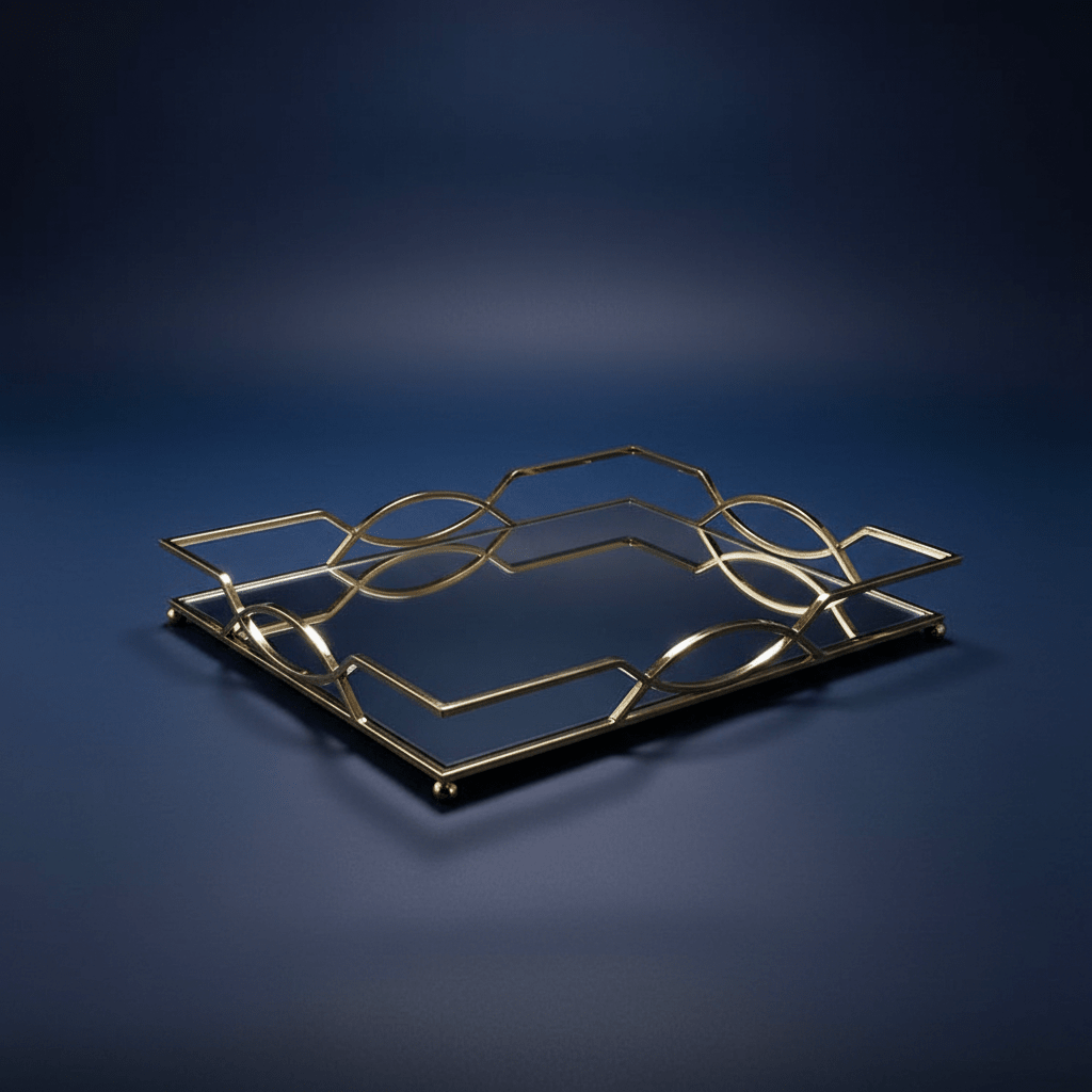 Fugurato - Serverings og dekorationsbakke – 45 x 30 x 6,5 cm / Metal/glas / Guld/antracit - Løven Home