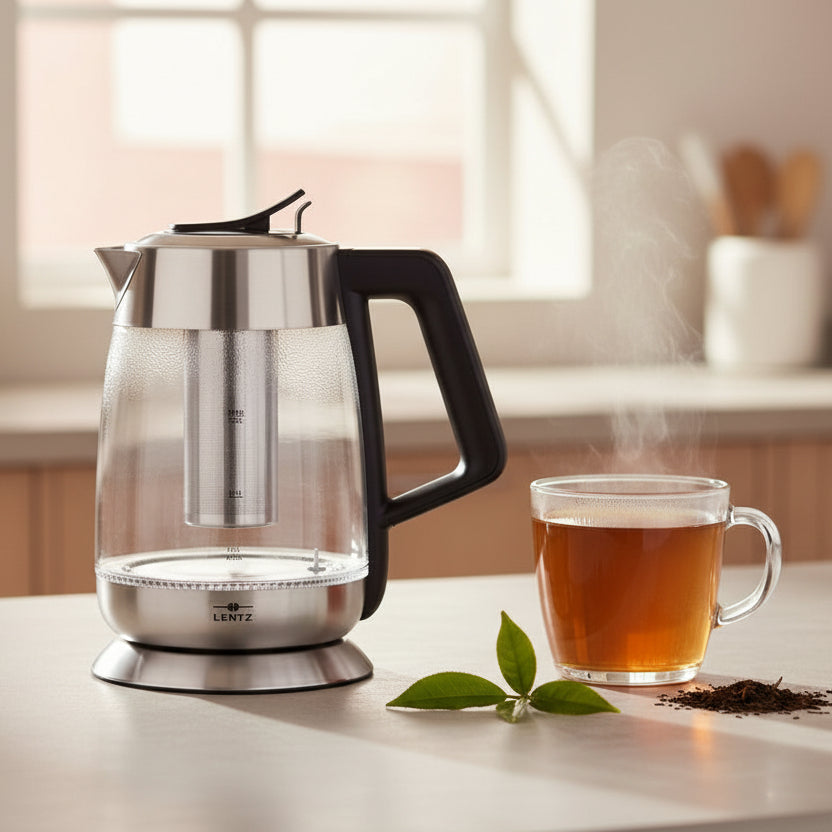Glas Elkedel 1,8 L. m/Tesi 2200 W Sølv - Lentz - Løven Home