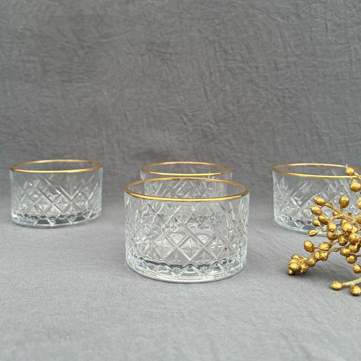 Glasskålesæt 4 stk. m/Guldkant 235 ml. - Pasabahce Timeless Golden Touch - Løven Home