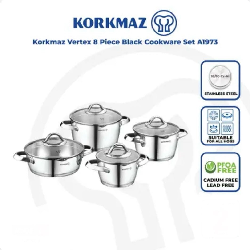 Grydesæt 8 Dele - 4 Størrelser - Korkmaz Vertex - Løven Home