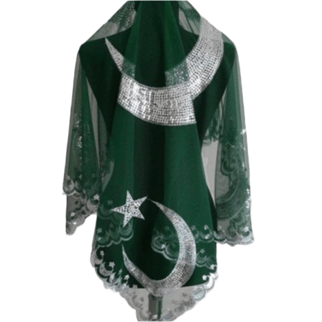 Hennafest Brudeslør og Handsker m/Pailletter - Rød eller Grøn - Løven Home