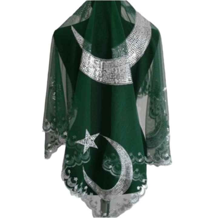 Hennafest Brudeslør og Handsker m/Pailletter - Rød eller Grøn - Løven Home